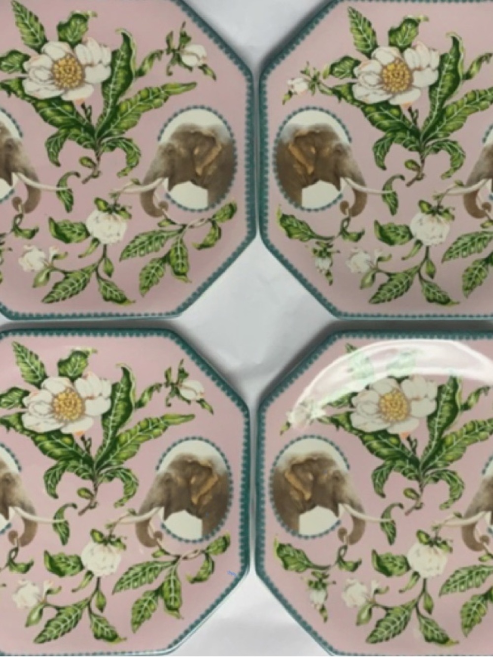 ANTHROPOLOGIE LOU ROTA “Nature Table” ELEPHANTS Floral Elephant Octagon set of 8